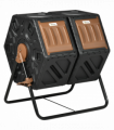 Outsunny 130L Compost Bin Dual Chamber Rotating Composter w/ Ventilation Holes