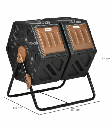 Outsunny 130L Compost Bin Dual Chamber Rotating Composter w/ Ventilation Holes