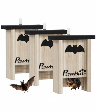 PawHut 3PCs Bat Boxes Designed to Attract Bats, 18 x 6 x 22.5 cm