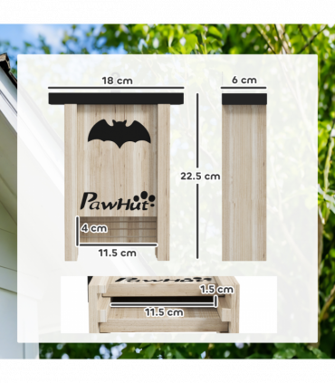 PawHut 3PCs Bat Boxes Designed to Attract Bats, 18 x 6 x 22.5 cm
