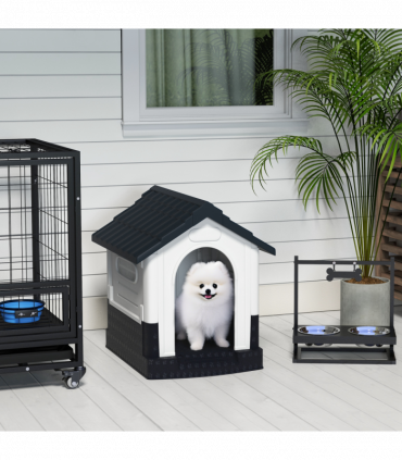 PawHut Dog Kennel for Outside, for XS Dogs, 64.5 x 57 x 66cm, Grey