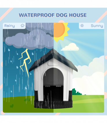 PawHut Dog Kennel for Outside, for XS Dogs, 64.5 x 57 x 66cm, Grey