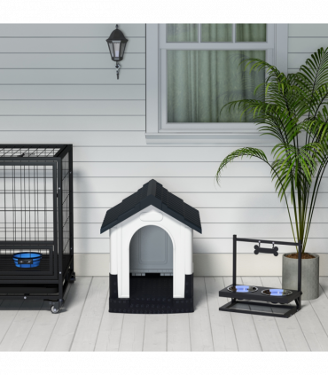 PawHut Dog Kennel for Outside, for XS Dogs, 64.5 x 57 x 66cm, Grey