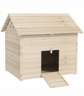 PawHut Wooden Duck House w/ Openable Roof, Raised Base, Air Holes - Natural