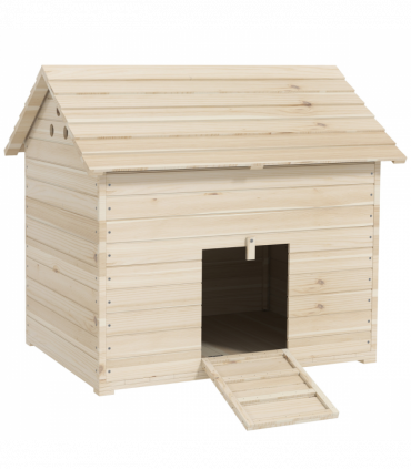 PawHut Wooden Duck House w/ Openable Roof, Raised Base, Air Holes - Natural
