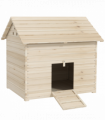 PawHut Wooden Duck House w/ Openable Roof, Raised Base, Air Holes - Natural