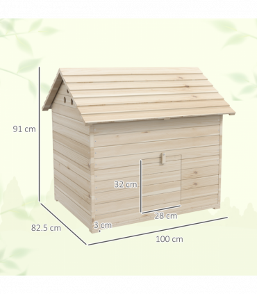 PawHut Wooden Duck House w/ Openable Roof, Raised Base, Air Holes - Natural