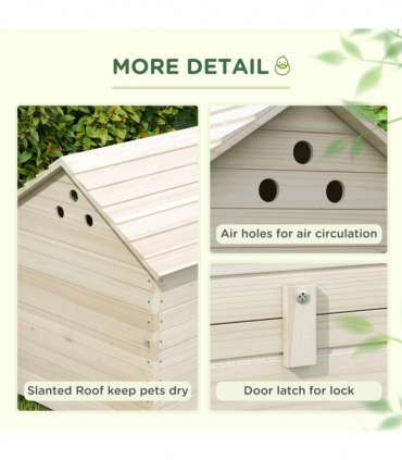 PawHut Wooden Duck House w/ Openable Roof, Raised Base, Air Holes - Natural
