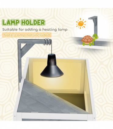 PawHut Wooden Tortoise House with Storage Shelf, Clear Observation Windows