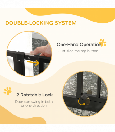Pet Safety Gate Dog Barrier W/ Door Pressure Fit for Doorways, 75-145W cm, Black