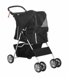 Pet Stroller Carrier Foldable Deluxe Jogger Walk Travel Dog Cat Black