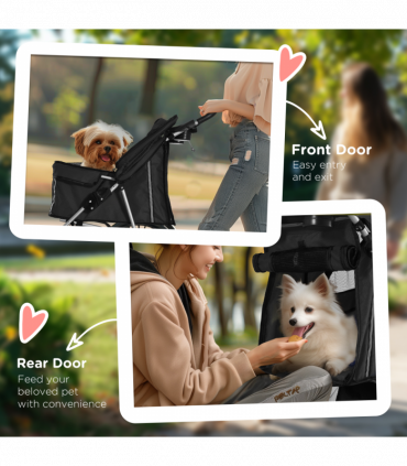 Pet Stroller Carrier Foldable Deluxe Jogger Walk Travel Dog Cat Black