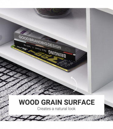 TV Stand Bookshelf Cabinet Modern 3 Tier shelf Storage Wheels in White