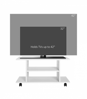 TV Stand Bookshelf Cabinet Modern 3 Tier shelf Storage Wheels in White