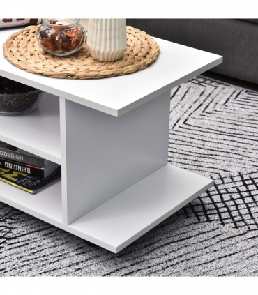 TV Stand Bookshelf Cabinet Modern 3 Tier shelf Storage Wheels in White