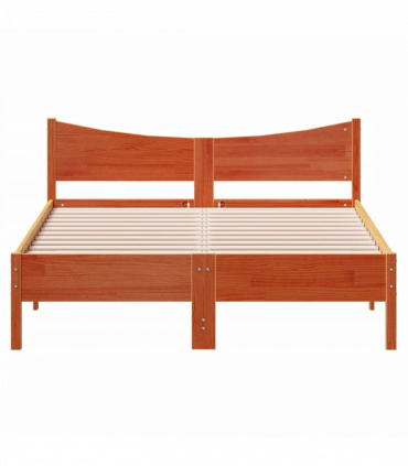 vidaXL Bed Frame Wax Brown 140x190 cm Solid Wood Pine