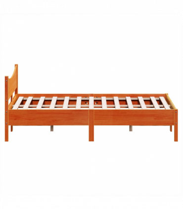 vidaXL Bed Frame Wax Brown 140x190 cm Solid Wood Pine