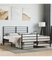 vidaXL Metal Bed Frame with Headboard and Footboard Black 150x200 cm King Size