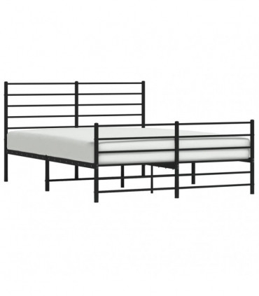 vidaXL Metal Bed Frame with Headboard and Footboard Black 150x200 cm King Size
