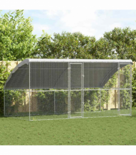 vidaXL Chicken Cage Silver 400 x 200 x 198.5 cm Galvanised Steel