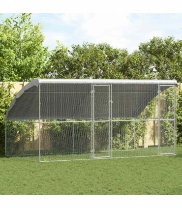 vidaXL Chicken Cage Silver 400 x 200 x 198.5 cm Galvanised Steel
