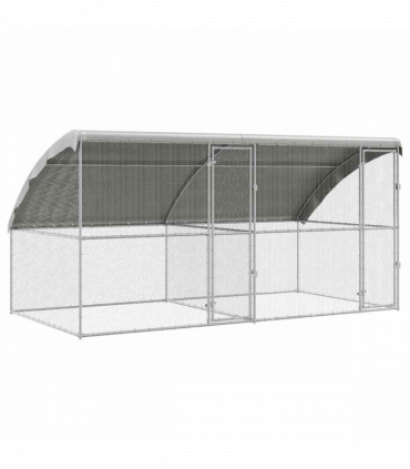 vidaXL Chicken Cage Silver 400 x 200 x 198.5 cm Galvanised Steel