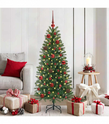 vidaXL Christmas Bauble Set with 150 LEDs 61 pcs Red Plastic