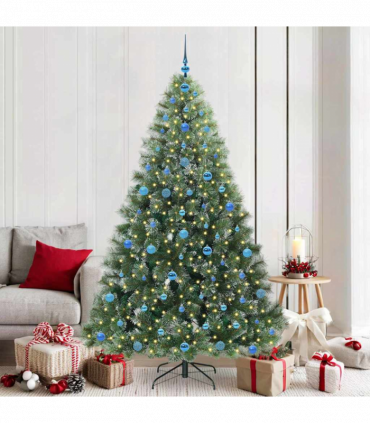 vidaXL Artificial Christmas Tree with 300 LEDs Green 210 cm PE and PVC