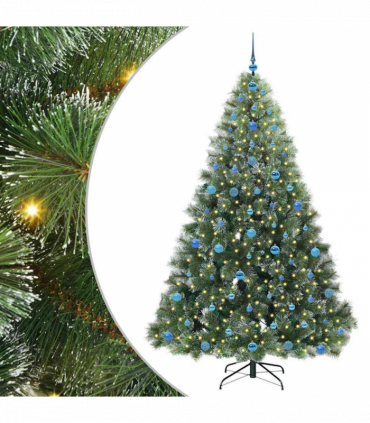 vidaXL Artificial Christmas Tree with 300 LEDs Green 210 cm PE and PVC