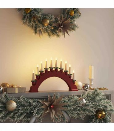 vidaXL Christmas Candle Arch with 10 LED Candles Red 47 x 5 x 29 cm