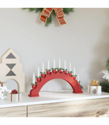 vidaXL Christmas Candle Arch with 10 LED Candles Red 47 x 5 x 29 cm