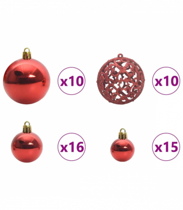 vidaXL Christmas Bauble Set with 300 LEDs 120 pcs Red Plastic