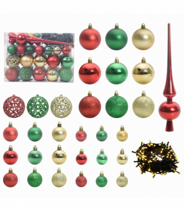 vidaXL Christmas Bauble Set with 150 LEDs 61 pcs Multicolour Plastic