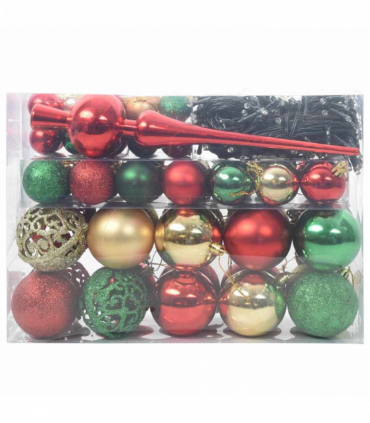 vidaXL Christmas Bauble Set with 150 LEDs 61 pcs Multicolour Plastic