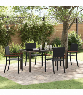vidaXL Garden Dining Set 5 pcs Black Poly rattan