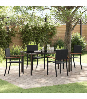 vidaXL Garden Dining Set 5 pcs Black Poly rattan