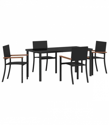vidaXL Garden Dining Set 5 pcs Black Poly rattan