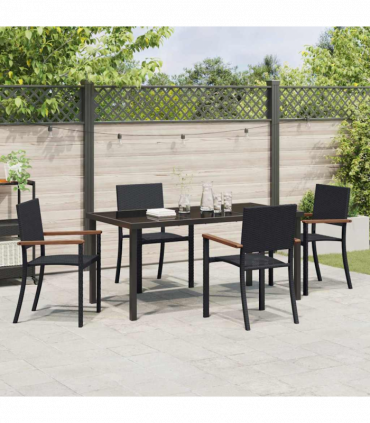 vidaXL Garden Dining Set 5 pcs Black Poly rattan