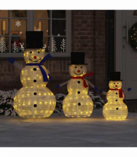 vidaXL Christmas Snowman Family 3 pcs Warm White 81 x 60 x 125 cm