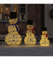 vidaXL Christmas Snowman Family 3 pcs Warm White 81 x 60 x 125 cm