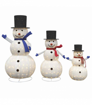 vidaXL Christmas Snowman Family 3 pcs Warm White 81 x 60 x 125 cm