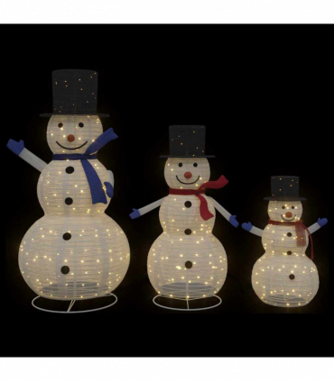 vidaXL Christmas Snowman Family 3 pcs Warm White 81 x 60 x 125 cm