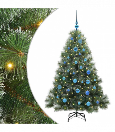 vidaXL Artificial Christmas Tree with 150 LEDs Green 150 cm PE and PVC