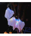 vidaXL Halloween Hanging Ghost with 3 LEDs 3 pcs White 52 x 62 cm