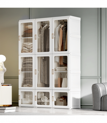 HOMCOM Portable Wardrobe, Clothes Organiser with Hanging Rods, White