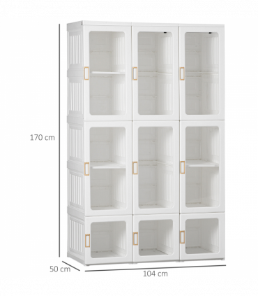 HOMCOM Portable Wardrobe, Clothes Organiser with Hanging Rods, White