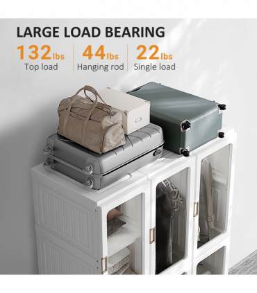 HOMCOM Portable Wardrobe, Clothes Organiser with Hanging Rods, White