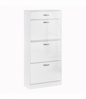 Shoe Cabinet 4 Drawers Storage with Flip Doors Shelves for 18 Pairs White