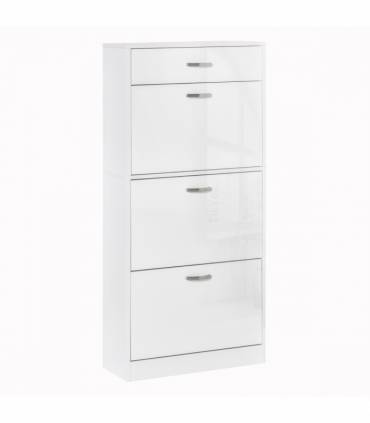 Shoe Cabinet 4 Drawers Storage with Flip Doors Shelves for 18 Pairs White