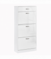 Shoe Cabinet 4 Drawers Storage with Flip Doors Shelves for 18 Pairs White